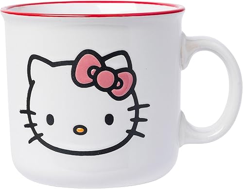 Miniatura 29 de Silver Buffalo Sanrio Hello Kitty Taza de Cerámica Camper, 20 onzas Hello Kitty Hello,Patrón de cuadros Chococat,Corazones de caramelo