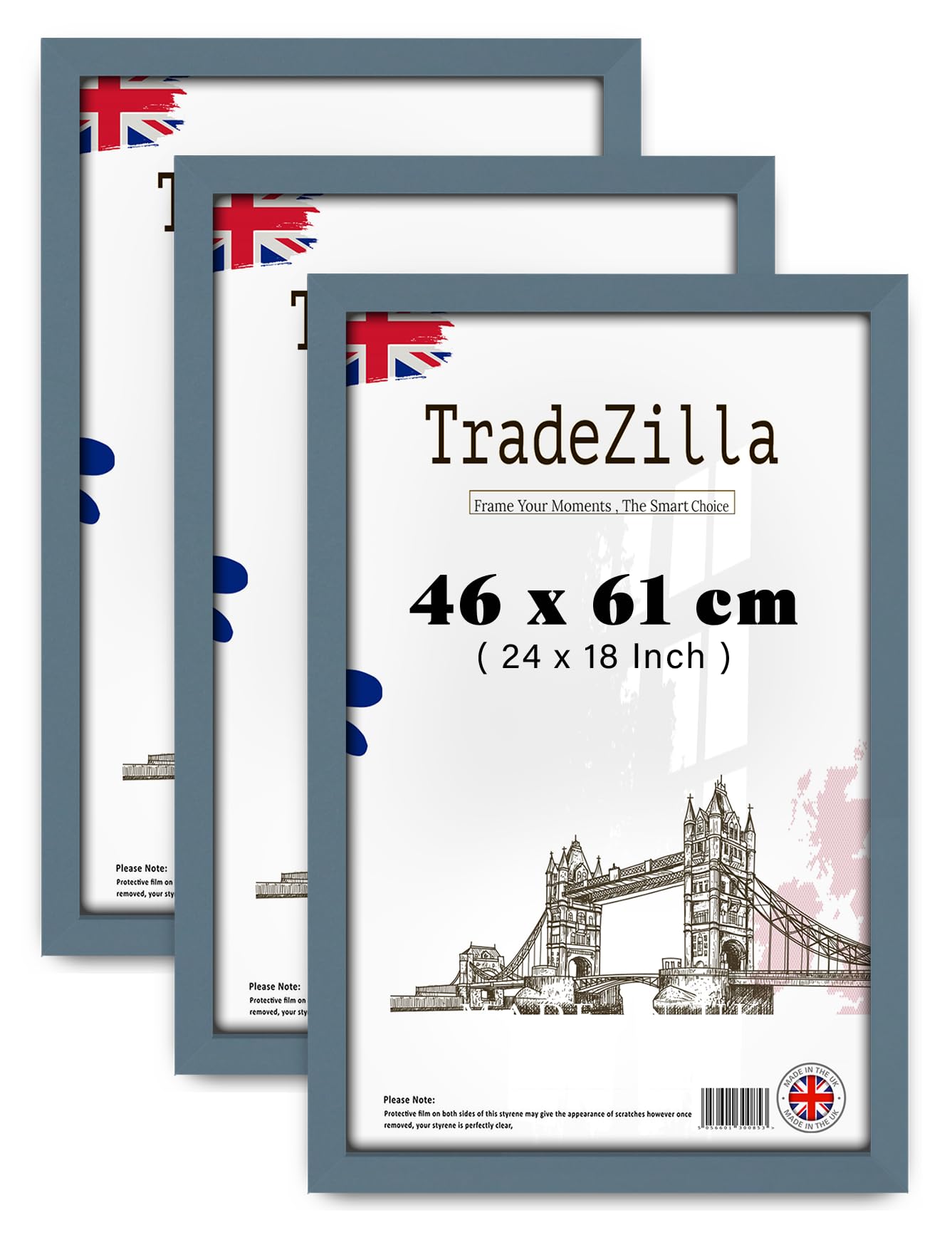 TradeZilla pack of 3 Poster/Picture Frame (46 x 61 CM) Stylish Wall Gallery & Room Interior Art Frame, MDF Wood Finish, Elegant Design for Modern Spaces [ Dark Grey ]