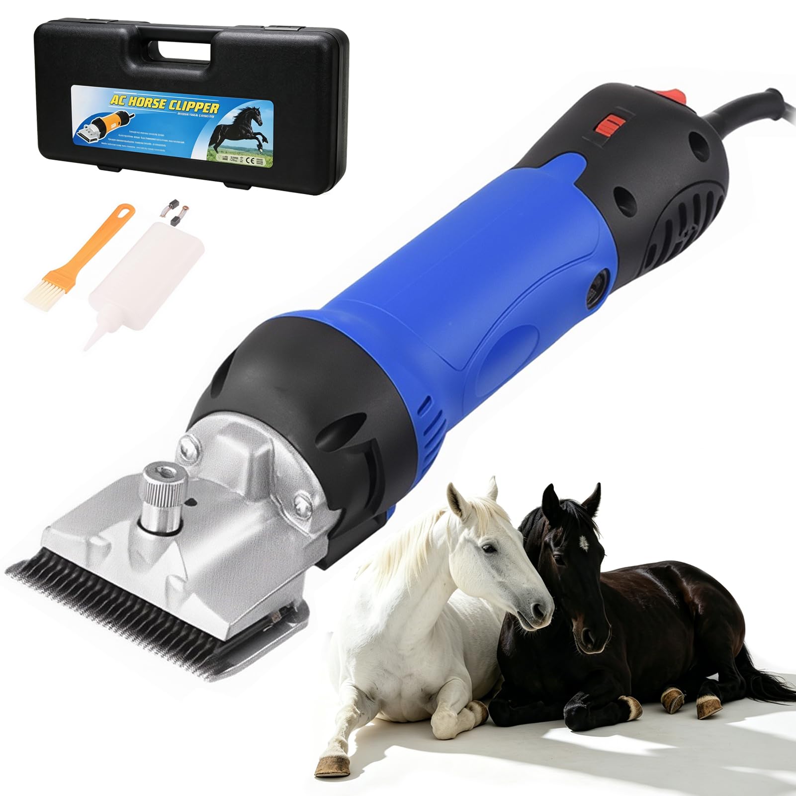 Cortadora Eléctrica para Caballos 690W Esquiladora para Ganado con Ajuste de 6 Velocidades 2800rpm Ancho de Hoja 78mm Recortadora Profesional Equina para Caballos Ovejas Ganado Mascotas Blue