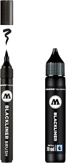 Molotow Blackliner Brush and Refill (Highly Pigmented, Permanent Ink), 1 Piece, with 1 Refill for Blackliner 30ml