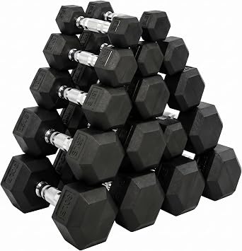 Dumbbell Set 15 lb-550 lb, Rubber Hex Free Weights Without Rack, Heavy-Duty Home Gym Equipment for Strength Training, Muscle Building Body Workouts