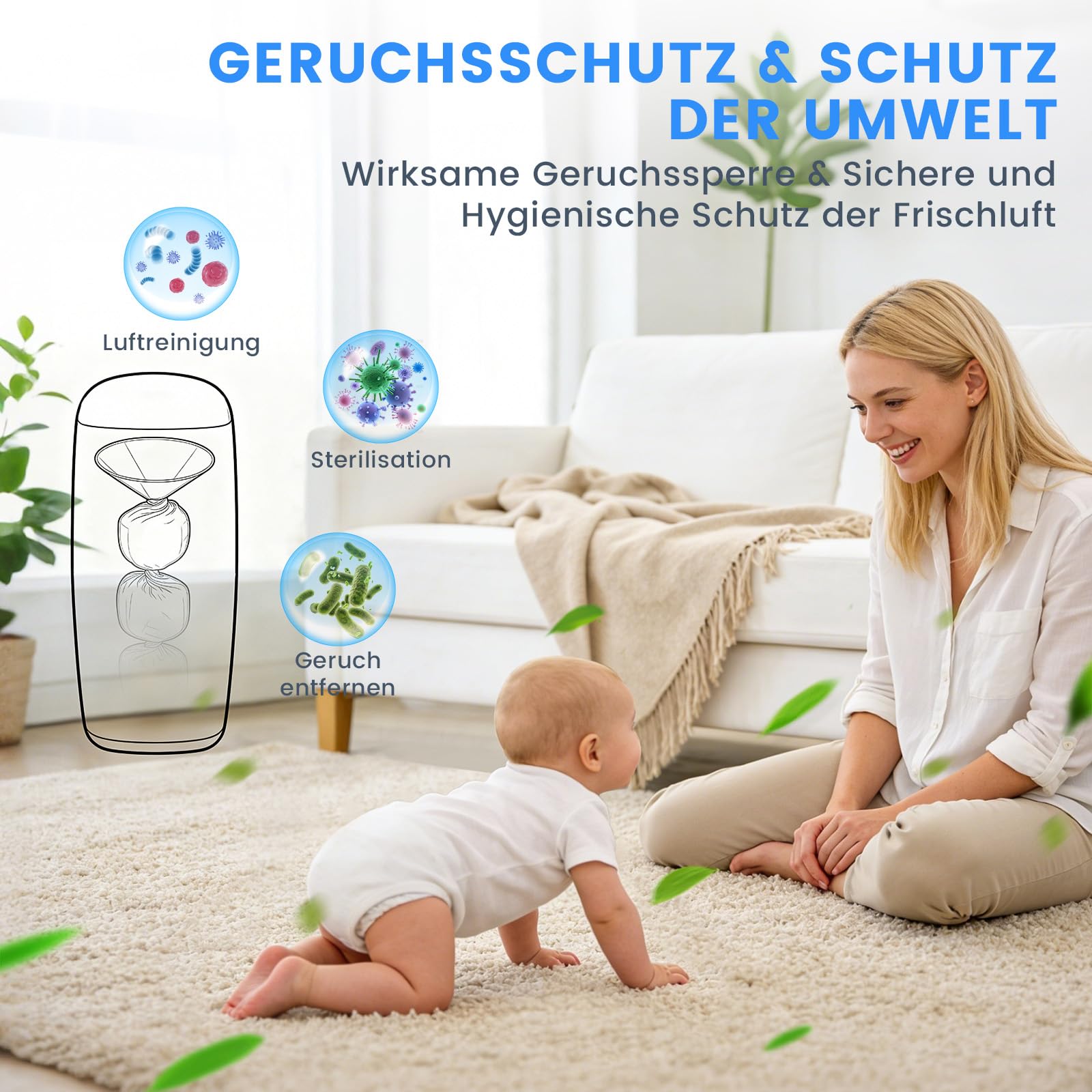 Lot de 18 cartouches de recharge pour poubelle à couches - Résistance d'étanchéité - 4,5 m - Résistance améliorée aux odeurs et durabilité - Compatible avec les poubelles à couches et les seaux à