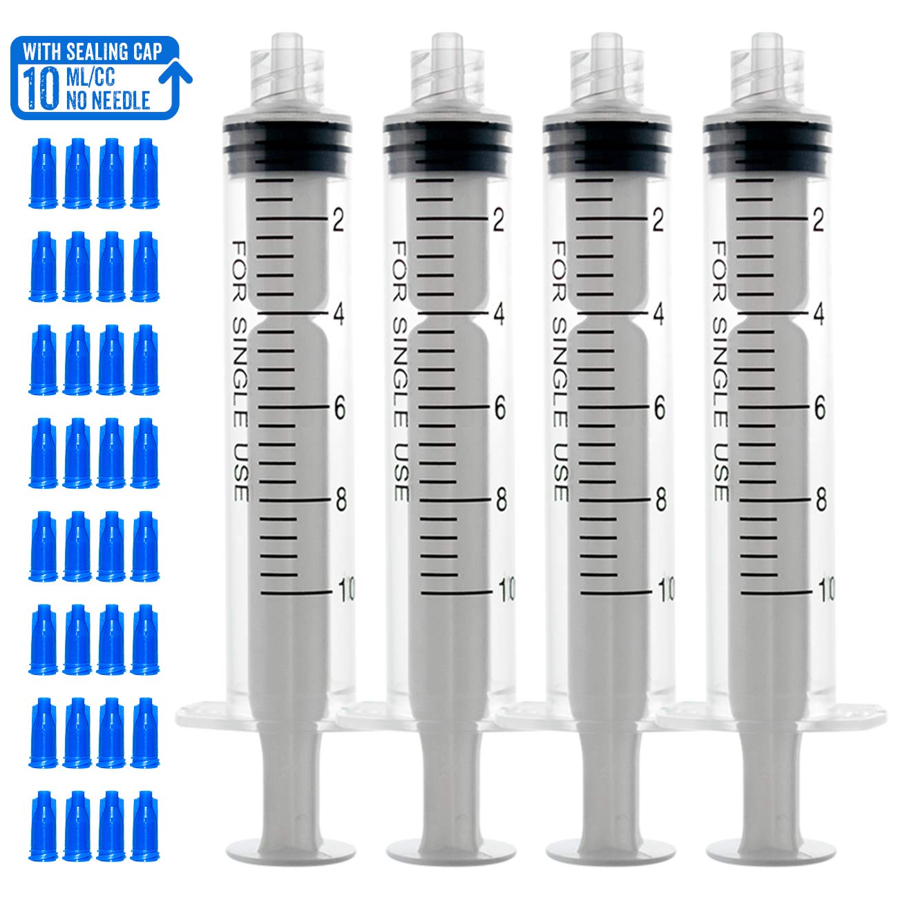 50pcs 10ml Plastic Syringes Luer Lock Syringe with Cap, 10cc Capacity