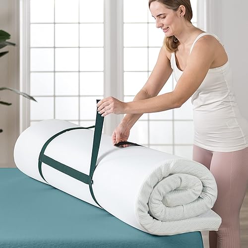 Miniatura 7 de Zinus - Cubrecolchón de espuma viscoelástica con gel de enfriamiento de 2 pulgadas y funda de enfriamiento, con certificado CertiPUR-US, tamaño