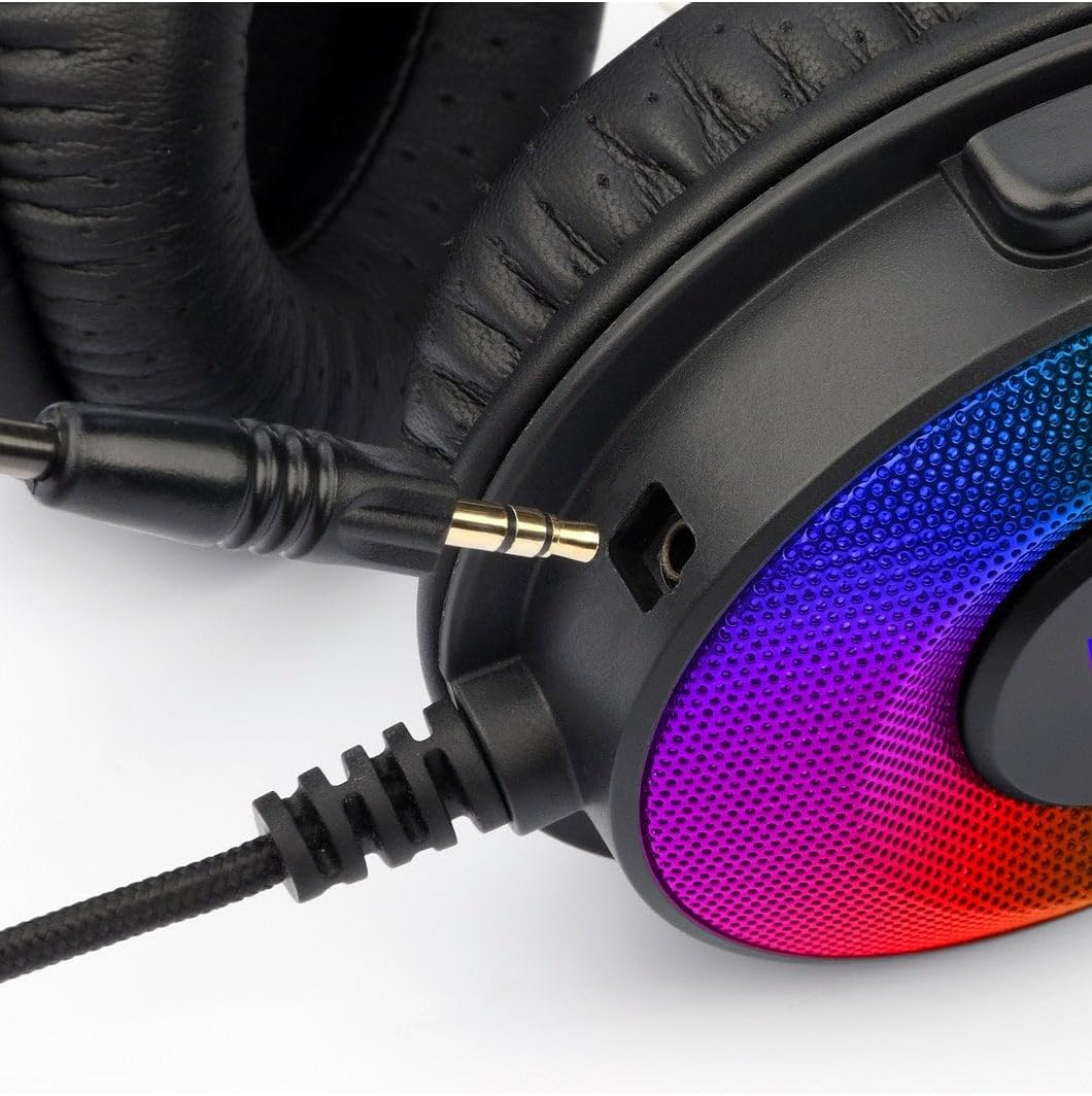 Redragon H350 Pandora RGB Wired Gaming Headset, Dynamic RGB Backlight - Stereo Surround-Sound - 50MM Drivers - Detachable Microphone, Over-Ear Headphones Works for PC/PS4/NS (USB Connection)