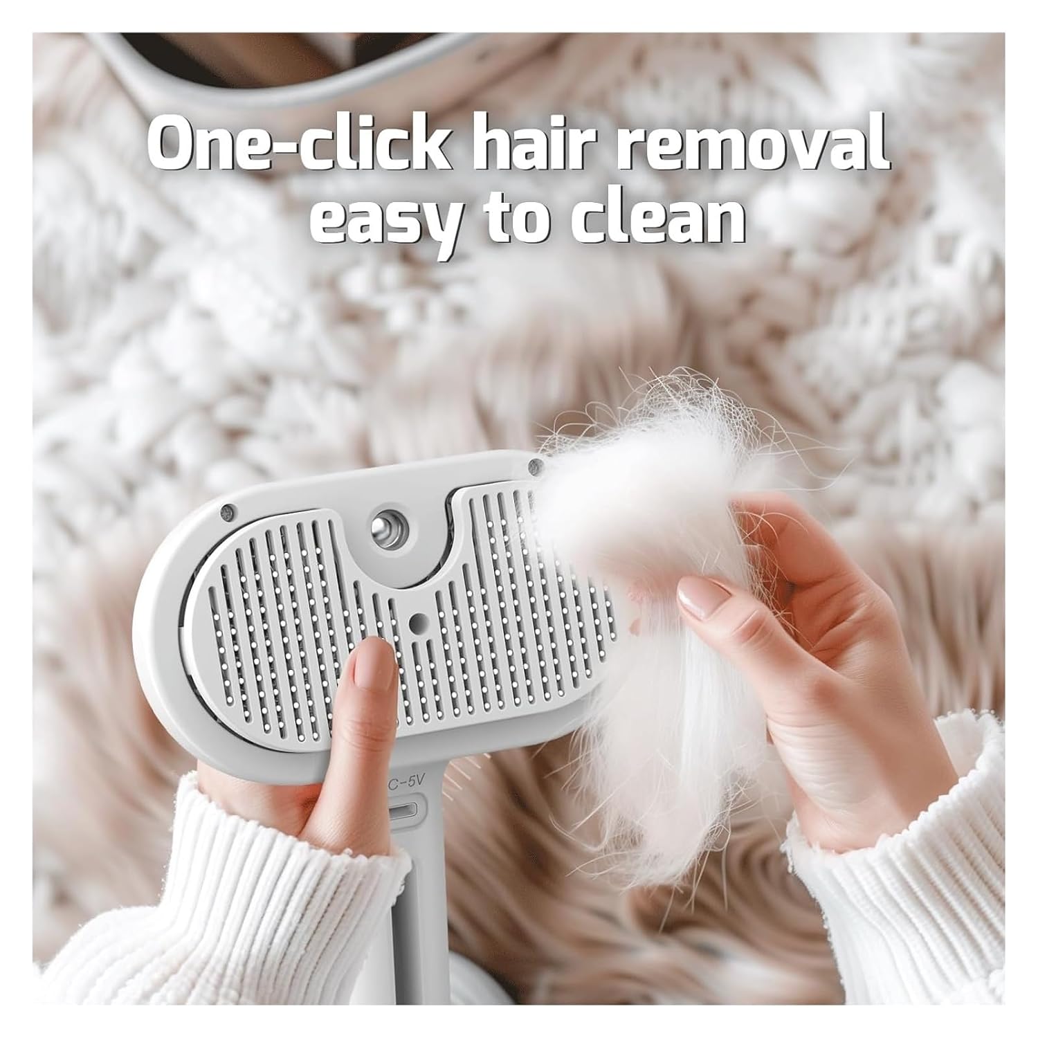 Pet Steamy Brush Steam Cat Brush Self-Cleaning Grooming Tool With Spray Floating Hair Silent