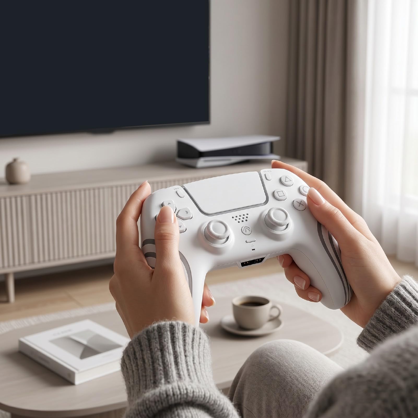 MENDUNER Controller di Gioco Wireless, Gamepad con Joystick e Grilletti Hall Effect, Frequenza di Polling 800 Hz Giroscopio a 6 Assi Tasti Programmabili Luce RGB Personalizzabile for PC