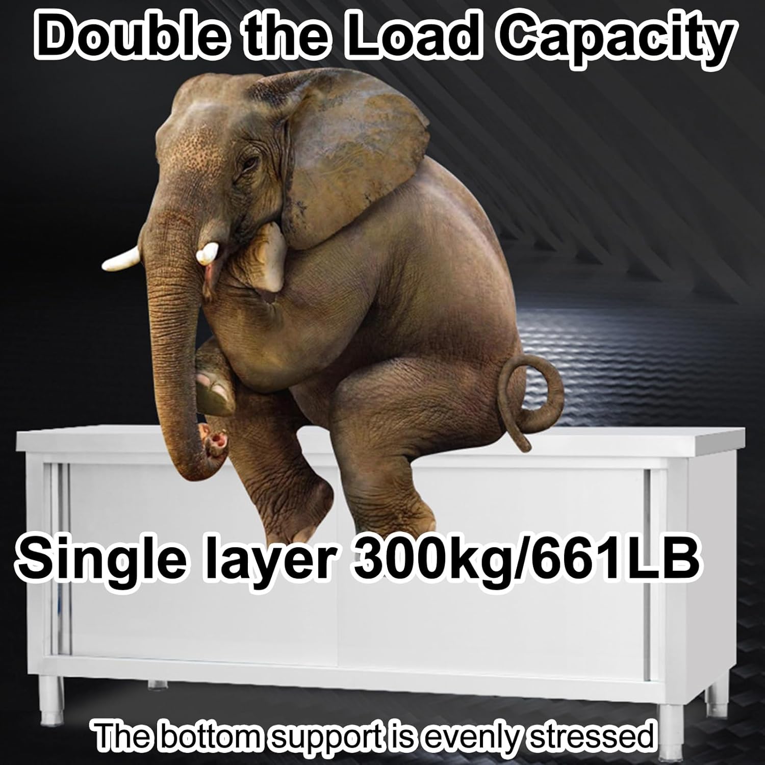 Heavy Duty Stainless Steel Worktable with Sliding Doors, Commercial Kitchen Workbench for Restaurants, Hotels, and Garages - Size: 100x50x80cm (39x20x31in)