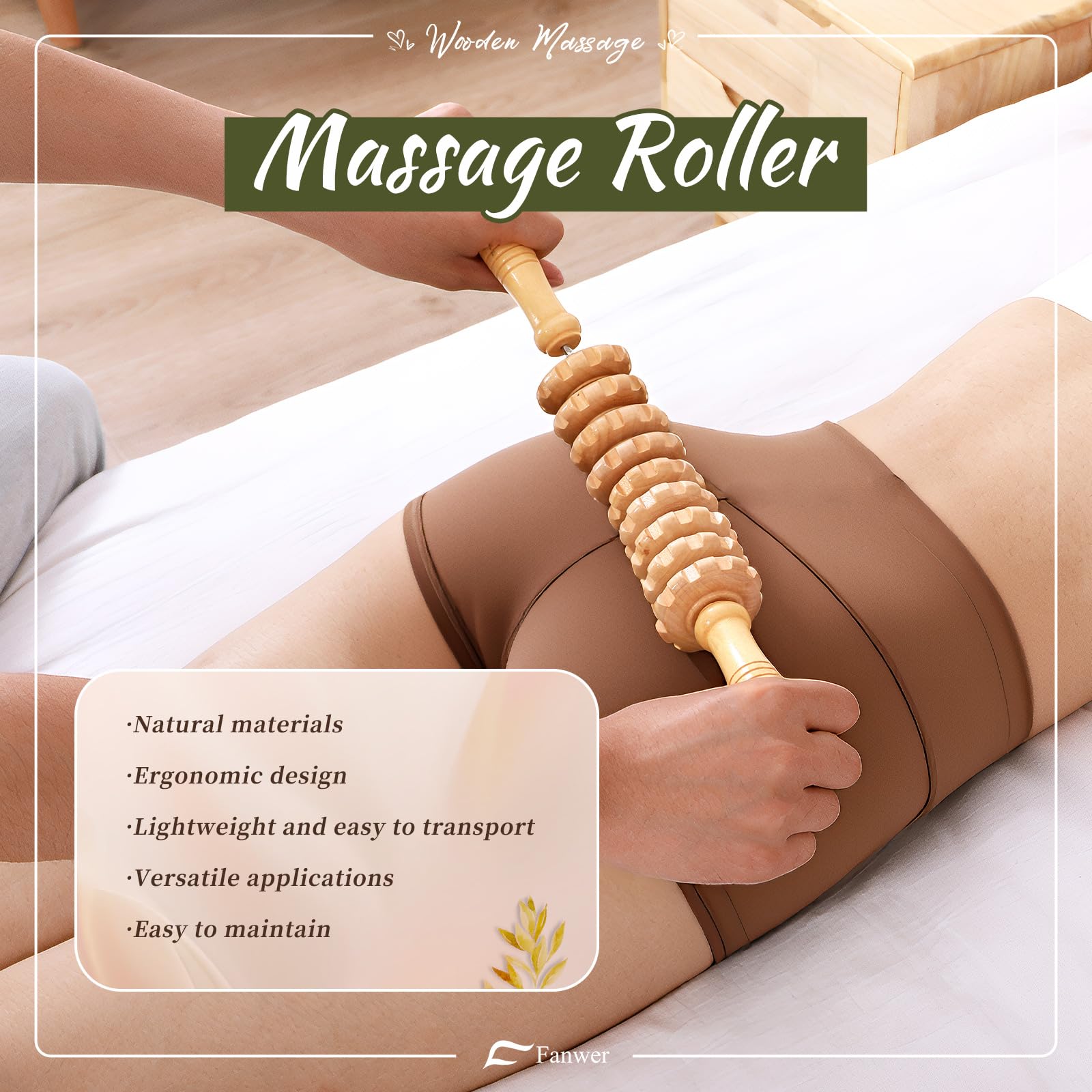 Kit Maderoterapia Corporal 6 Piezas, Maderoterapia Abdomen y Celulitis, Masajeador Madera, Moldear el cuerpo, Bolsa de Transporte y Guía