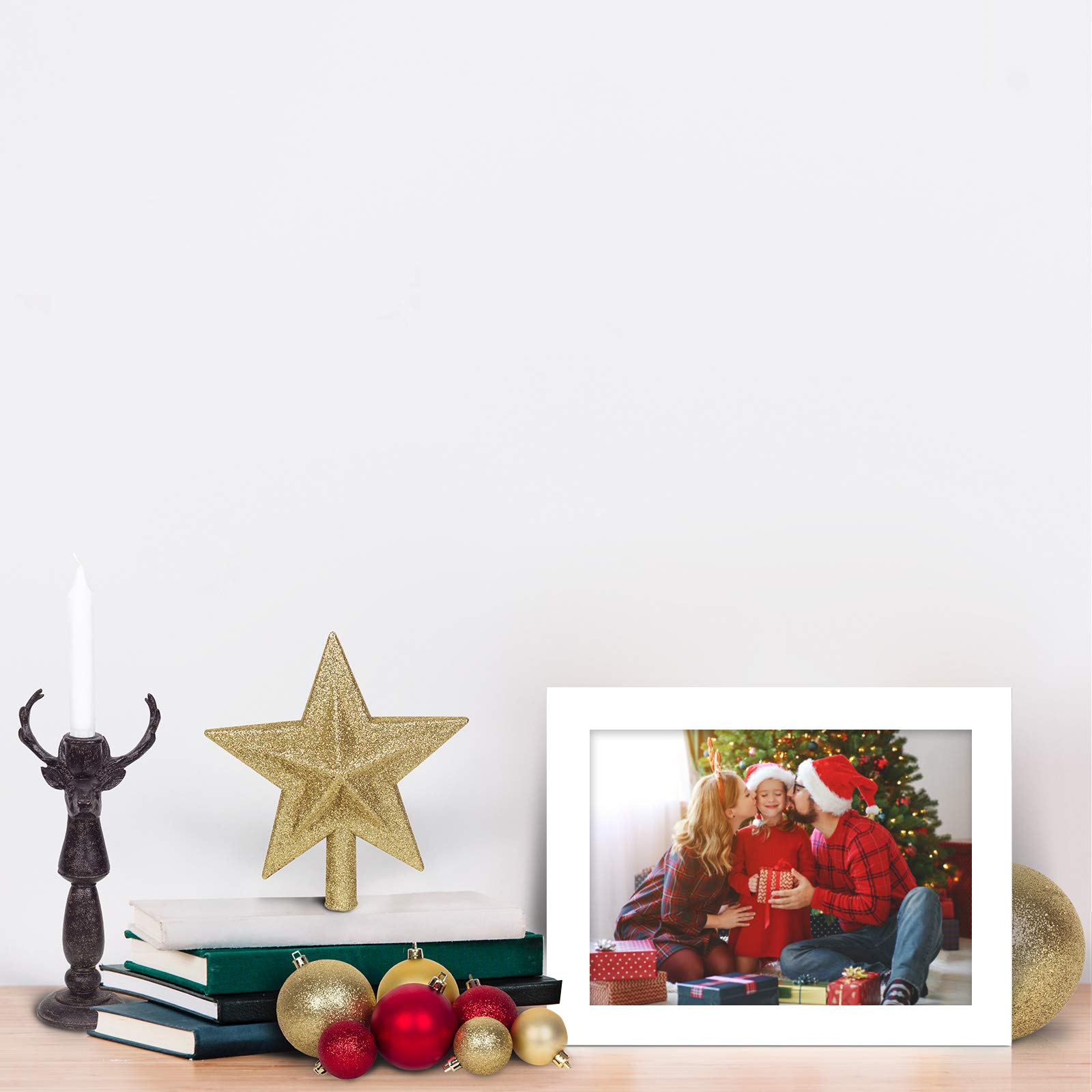 EGOFINE 7x5 Picture Frame,100% Solid Wood Frame with 4x6 Mat,7x5 Photo Frame with Acrylic Glass,17.8x12.7cm Small frame for Tabletop and Wall Mounting,White,2 Pack - Image 4