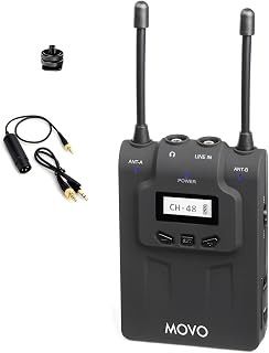 Movo WRX8 48-Channel UHF Wireless Portable Receiver with Camera Mount and XLR / 3.5mm Outputs for The WMIC80 Wireless Microphone System