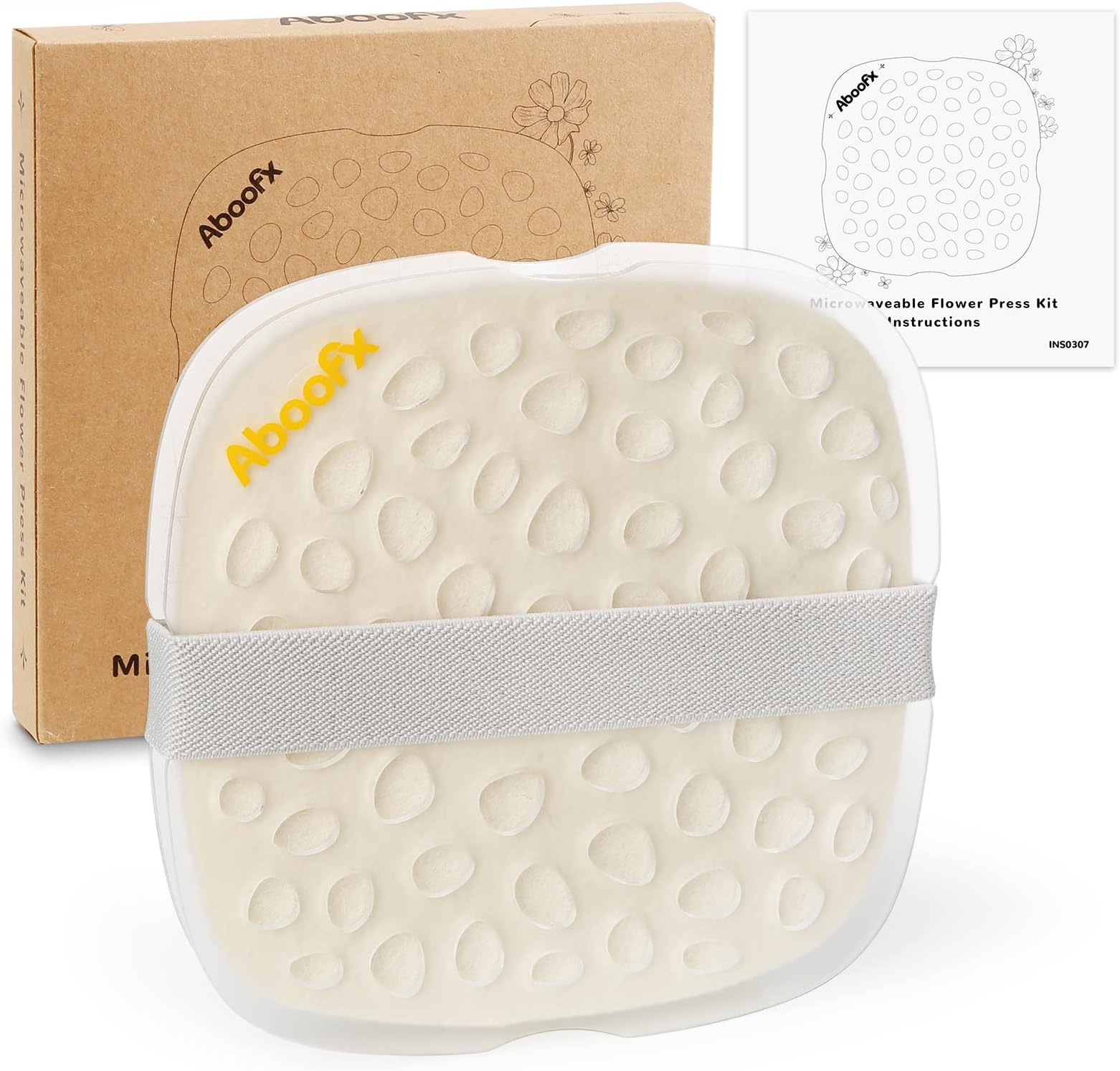 Aboofx Microwave Flower Press Kit, 6.3" Quick Drying Pressed Flower Art Kit with Washable Cloth, Vibrant Color Rentention, Resuable Flower Preservation Kit for DIY Flower Art, Gift for Nature Lover