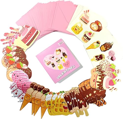 Vista 15 de JIALWEN Tarjetas de San Valentín para niños, paquete de 96 con 32 tarjetas de San Valentín con temática de animales, 32 sobres de regalo rosados, 32