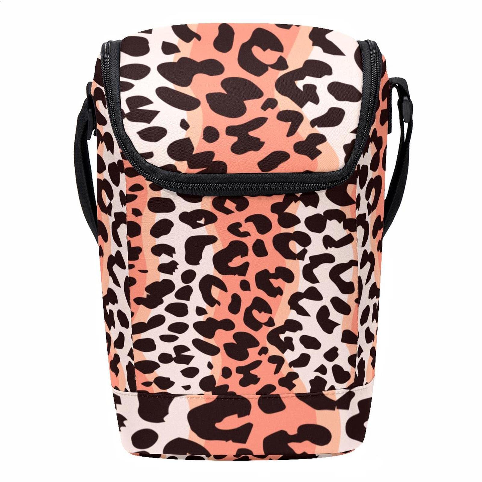 Lonchera grande Leopard Print2 para oficina y picnics con cómoda correa de hombro