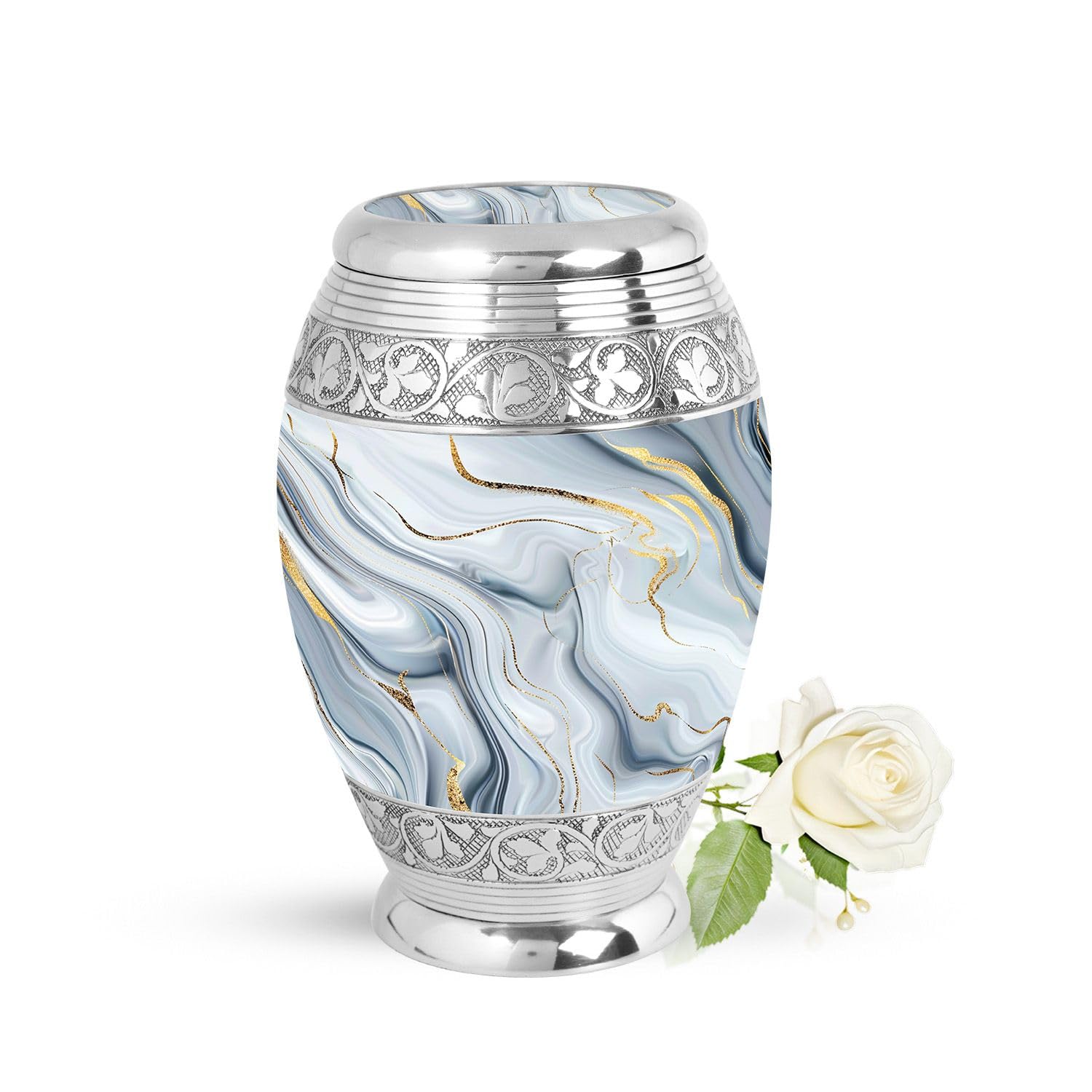 YATHABHISA White Marble Aluminium Mini Urns for Human Ashes Adult Male, 3 Inch, 1 Pcs, 3" Keepsake Pack of 1