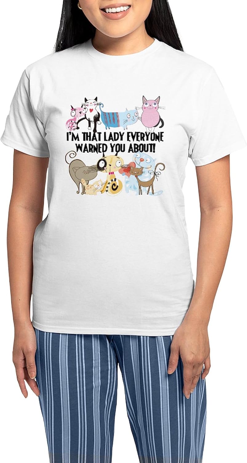 CafePress That Cat Lady Women's Light Pajamas Women's Novelty Cotton Pajama Set, Comfortable PJ Sleepwear