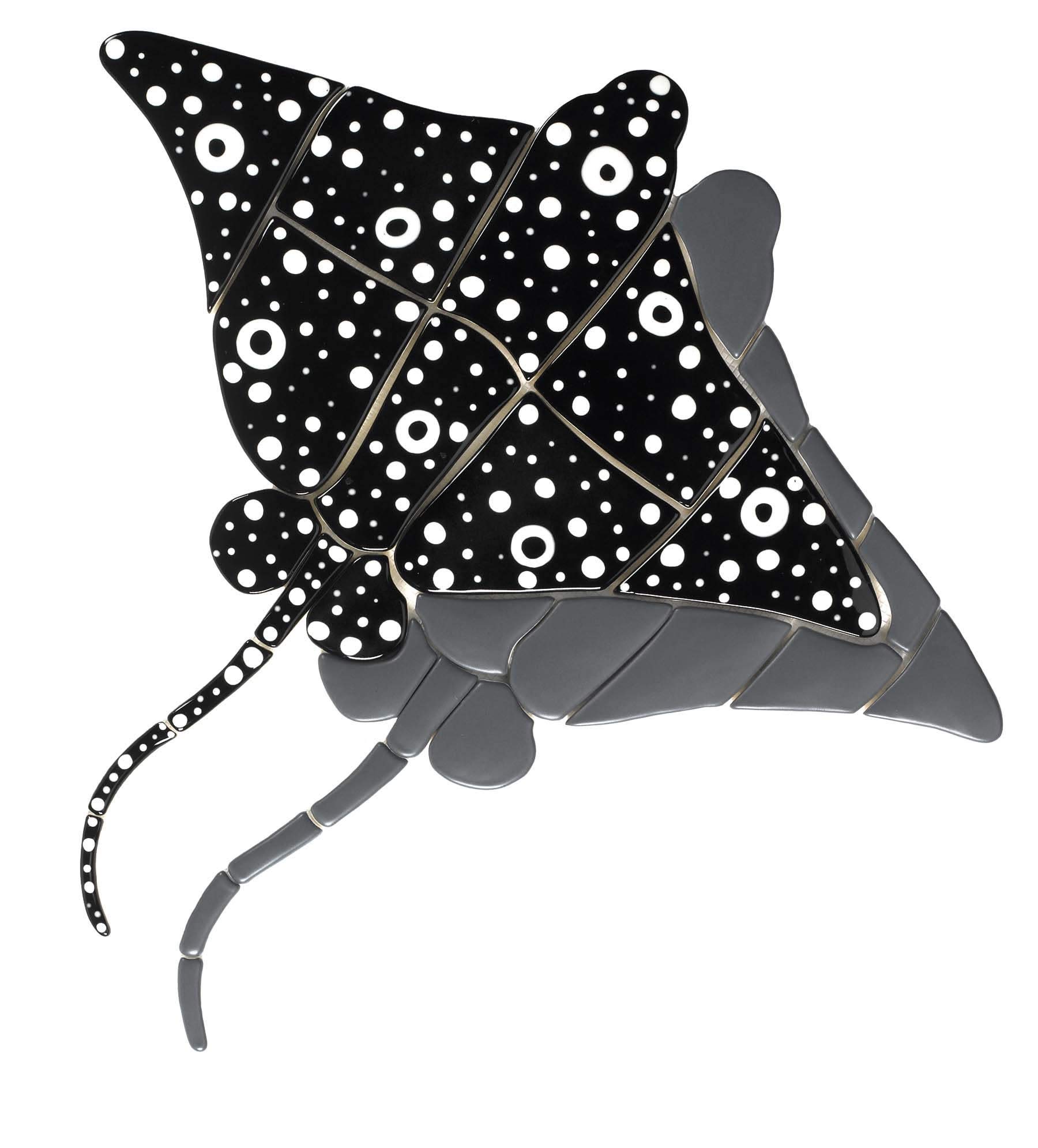 Spotted Eagle Ray Ceramic Swimming Pool Mosaic (18" x 19" with Shadow)