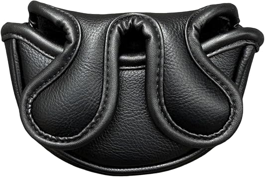 Classic Black/White Golf Putter Cover Magnetic, Center Shafted Mid Mallet Putter Head Cover Club Protection Case for Golf Clubs, Half Mallet Putter Cover