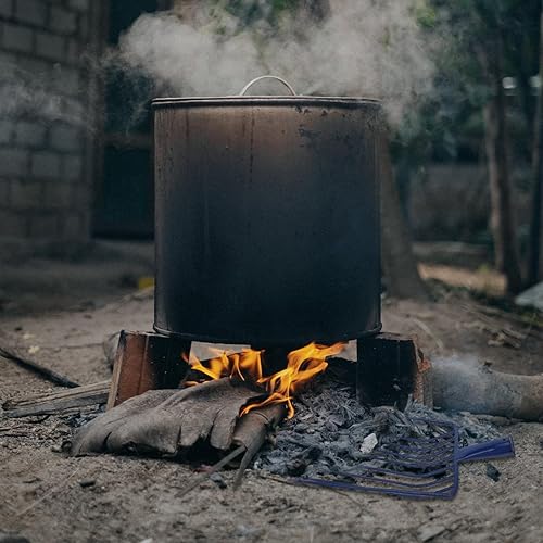 Miniatura 6 de Sosoport 1pc Tenedor de nueve dientes Rastrillo de jardinería Colección de hojas Estufa de leña Arbusto detallado Chimenea Pala de carbón Cubo de