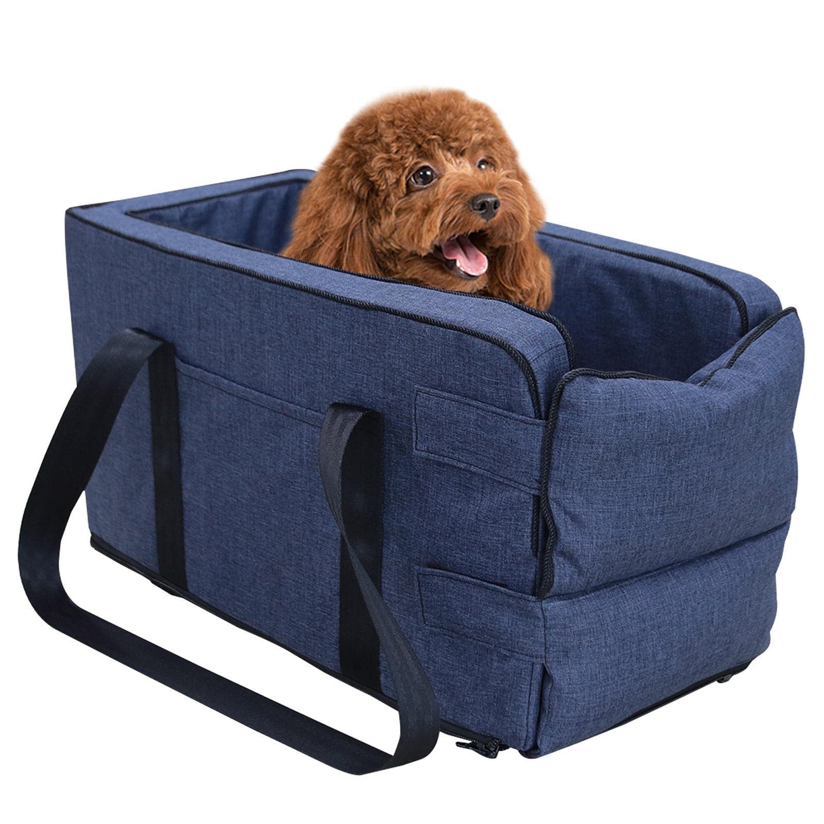 IZAKOV Asiento de coche para perro, asiento elevador de mascotas, reposabrazos medio, cama de viaje para perros, asientos delanteros, bolsa de transporte de viaje, bolsas de viaje suaves y lavables