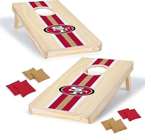 NFL Football - Juego de Cornhole de madera maciza portátil de 1 x 2 pies con impresión directa HD gráficos del equipo, tamaño de viaje