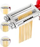 Pasta Maker Attachment for KitchenAid Stand Mixers, 3 in 1 Set Pasta Machine Attachment Included Pasta Sheet Roller, Spaghetti Cutter, Fettuccine Cutter | 3-in-1 for KitchenAid: Roller, spaghetti (2mm) & fettuccine (6mm) cutters in one sleek attachme
