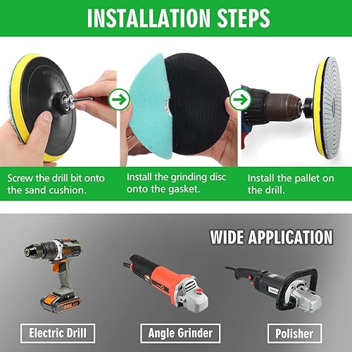 Miniatura 55 de Kit de 16 almohadillas de pulido de diamante seco en húmedo, almohadilla de lijado de diamante de 4 pulgadas, grano 30-6000 con placa de respaldo