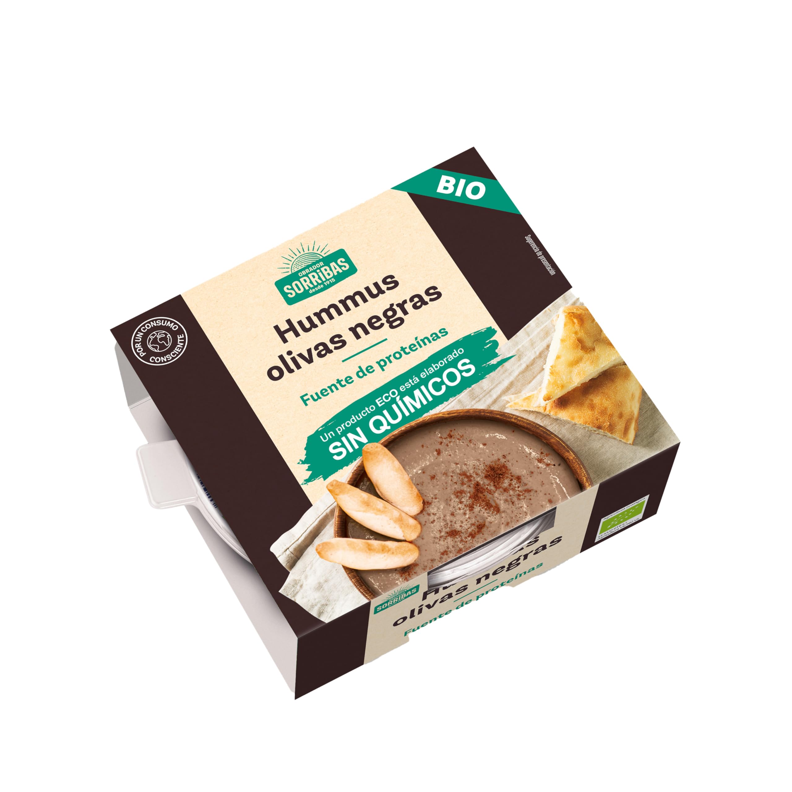 Hummus de Olivas Negras de Aragón, Fuente de Fibra, Apto para Dieta Vegetariana, Perfecto como Picoteo, 240g