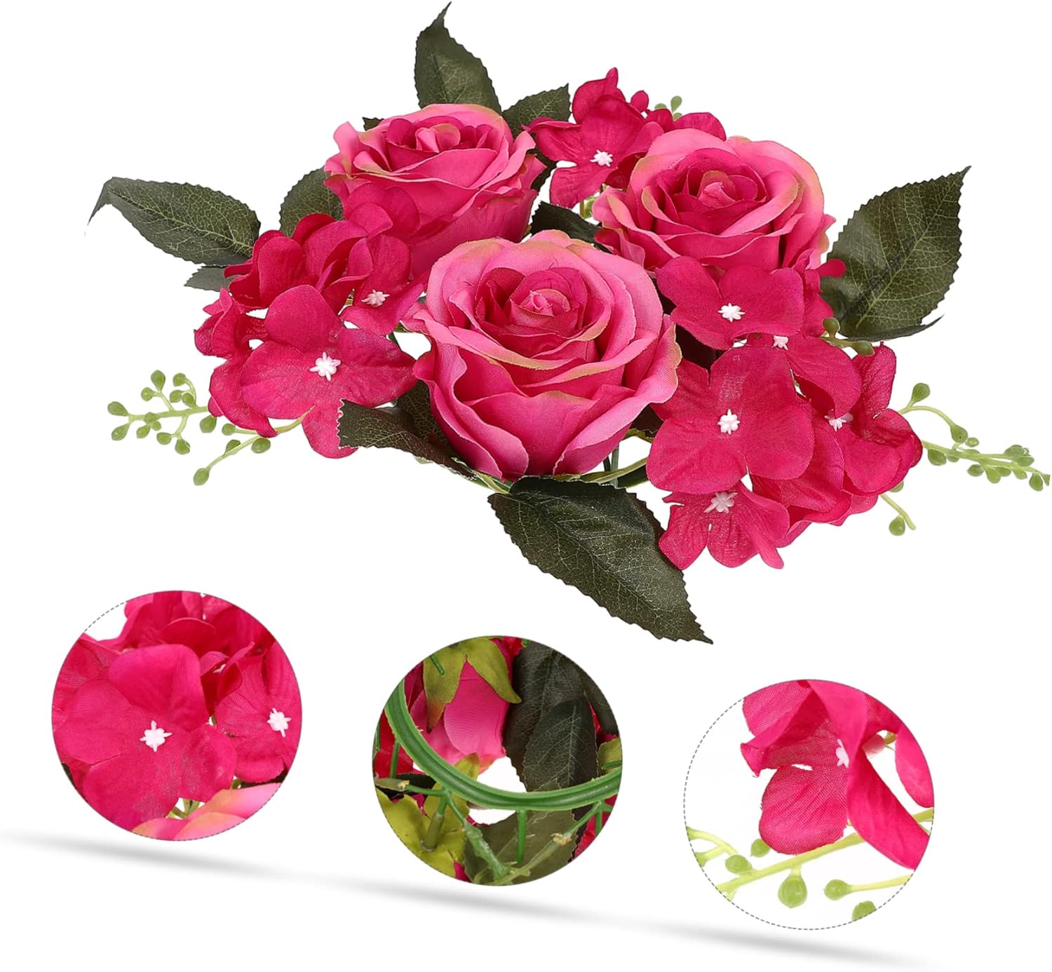 5pcs Elegant Rose Candle Wreath Artificial Floral Decor for Weddings Parties and Home Realistic Fake Rose Design for Valentine Day Special Occasions
