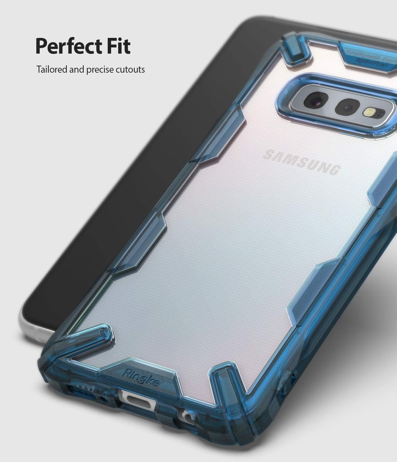 Ringke Fusion-X Designed for Galaxy S10e (5.8") Case, Built in Dot Matrix Rear PC Anti-Cling Renovated Bumper Military Drop Tested Defense Double Protection Cover for Galaxy S10e - Space Blue