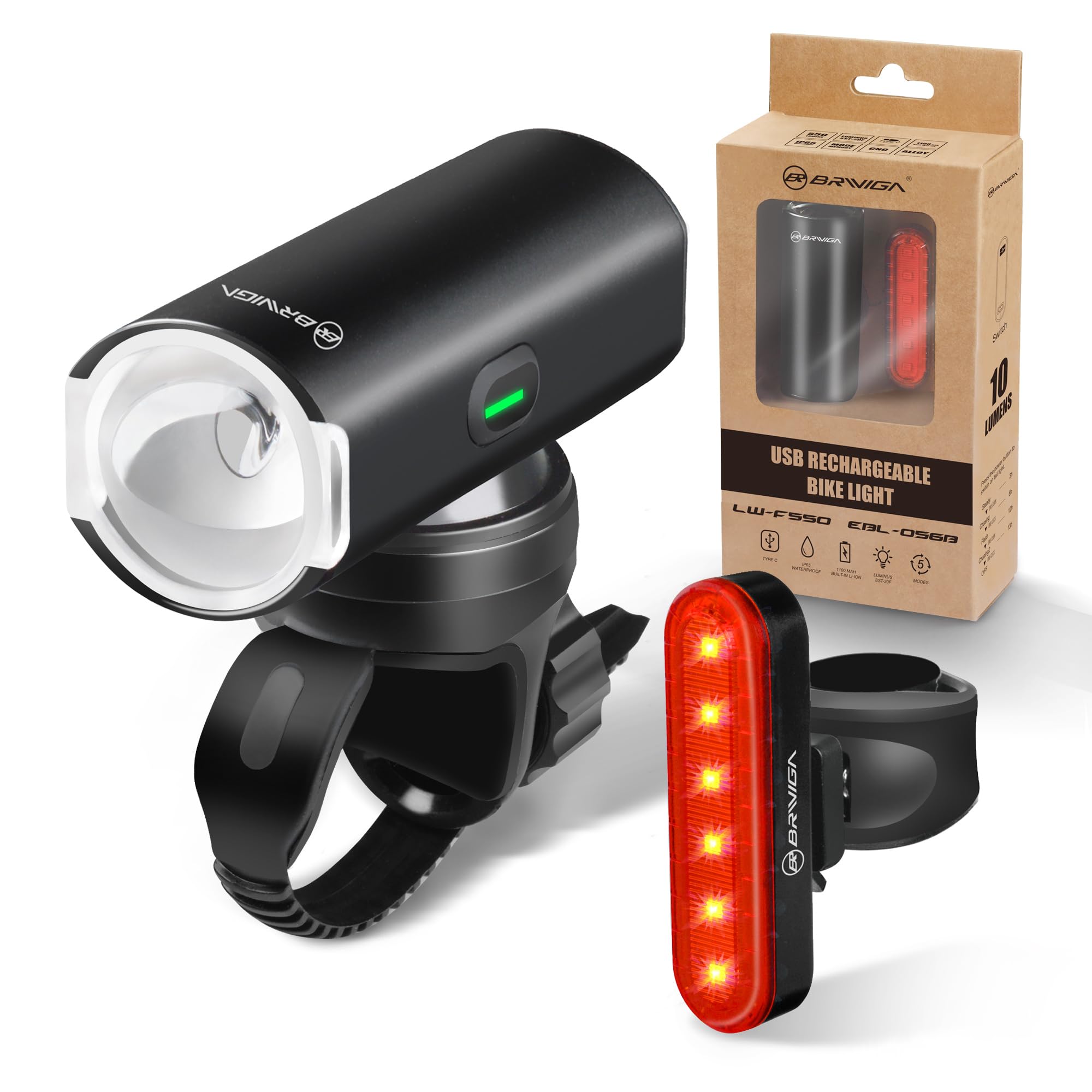 USB Rechargeable Bike Lights - Front & Rear -1