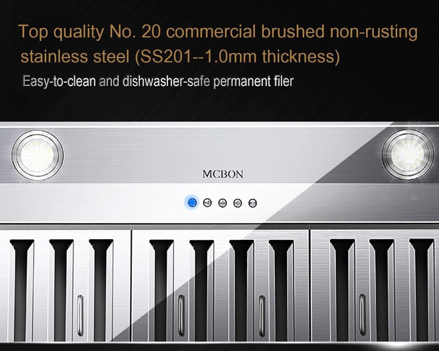 Flash Sale Range Hood Insert 30 inch, MCBON Hood Insert,800 CFM, Vent Hood Insert,Kitchen Hood, Stainless Steel, Ducted (IE79-30 In)