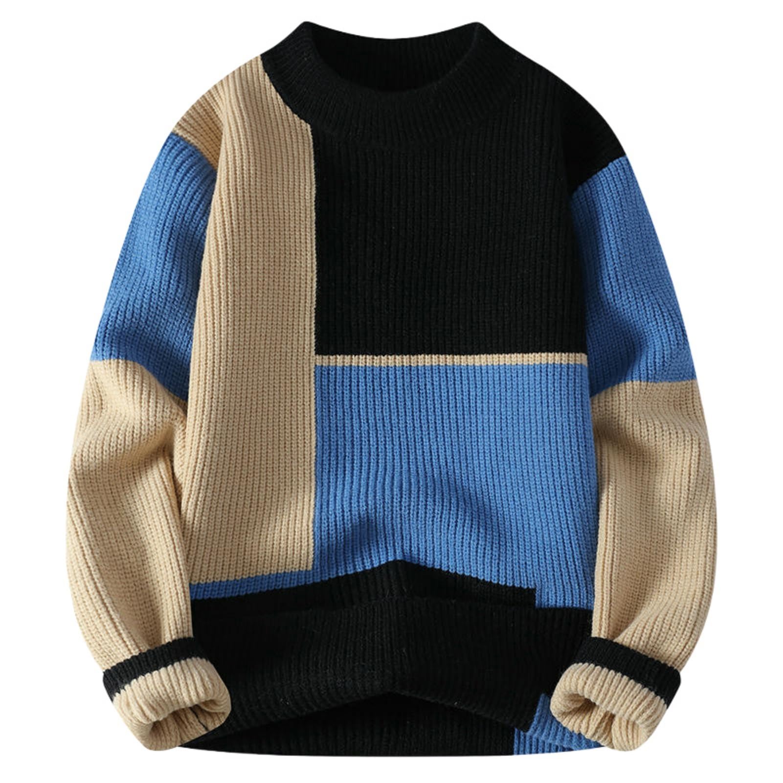 Pull en tricot à col rond pour homme idéal en hiver