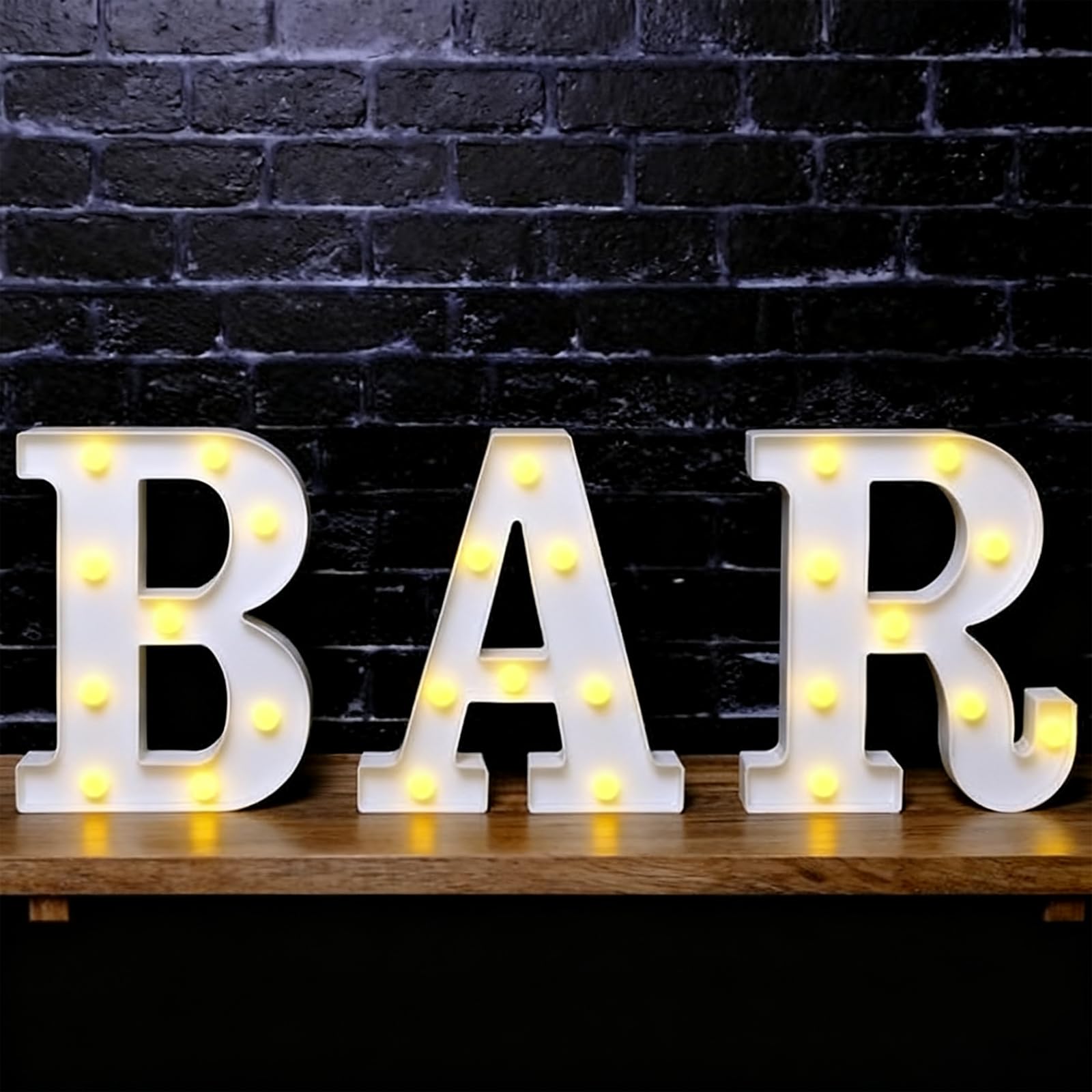 Pack of 3 Letter Lights, Luminous Letter Bar Sign, Decorative LED Illuminated Letter Lights, Illuminated Bar Sign, Neon Sign, Personalised for Pub, Home, Party, Wedding