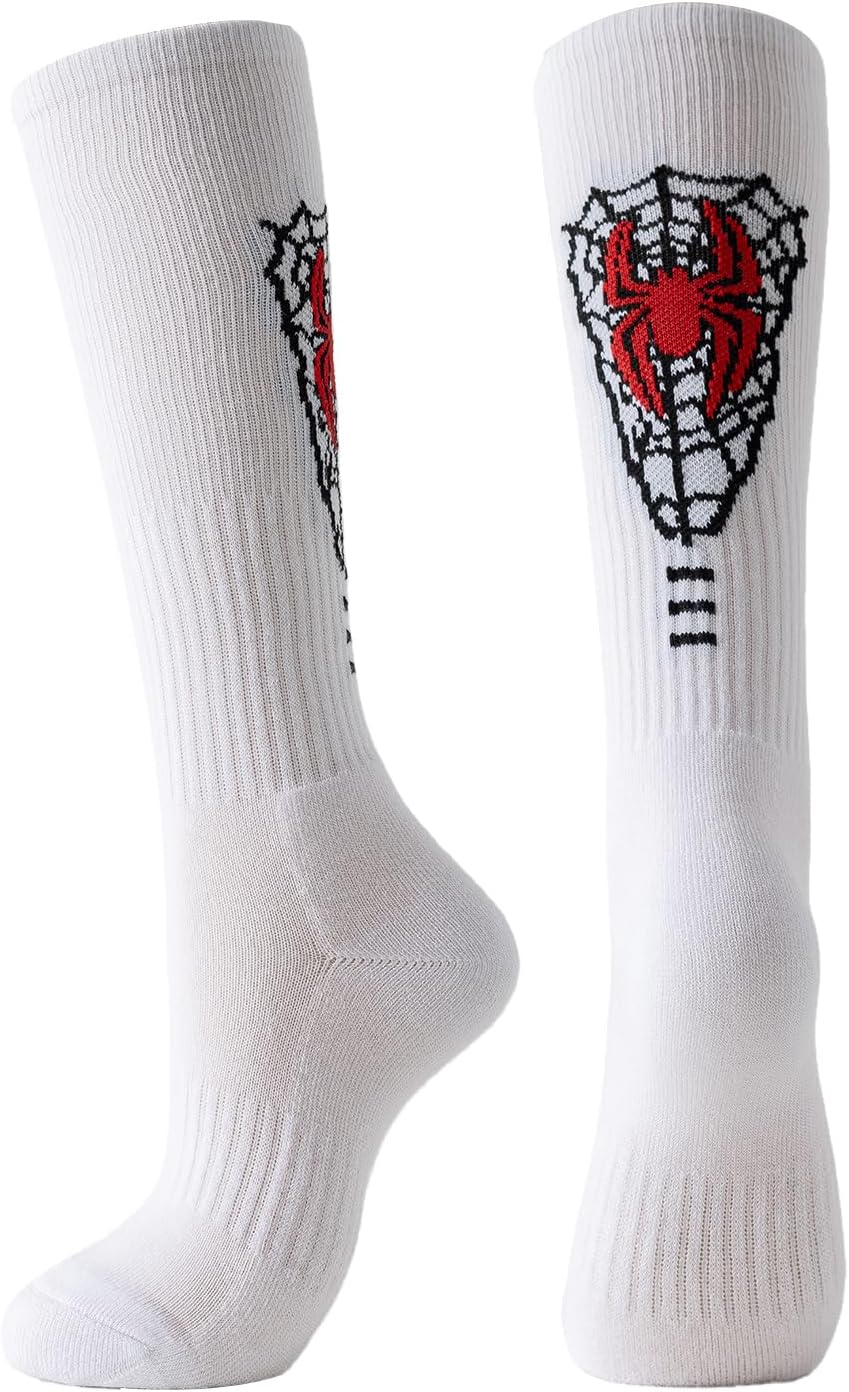 4 Pairs Spider Kids Soccer Socks, Athletic Knee High Socks Football Baseball Compression Socks for Boys Girls