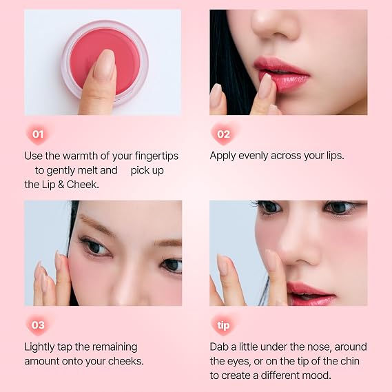 titto Lip & Cheek Dual Pot Blendable & Buildable | Multi-Use Tinted Balm & Blush for Cheeks, Rich Buttery Texture, Long-Lasting, Natural Dewy Finish, Vegan, K Beauty (#06 Dry Rose/Veiled Rosy)