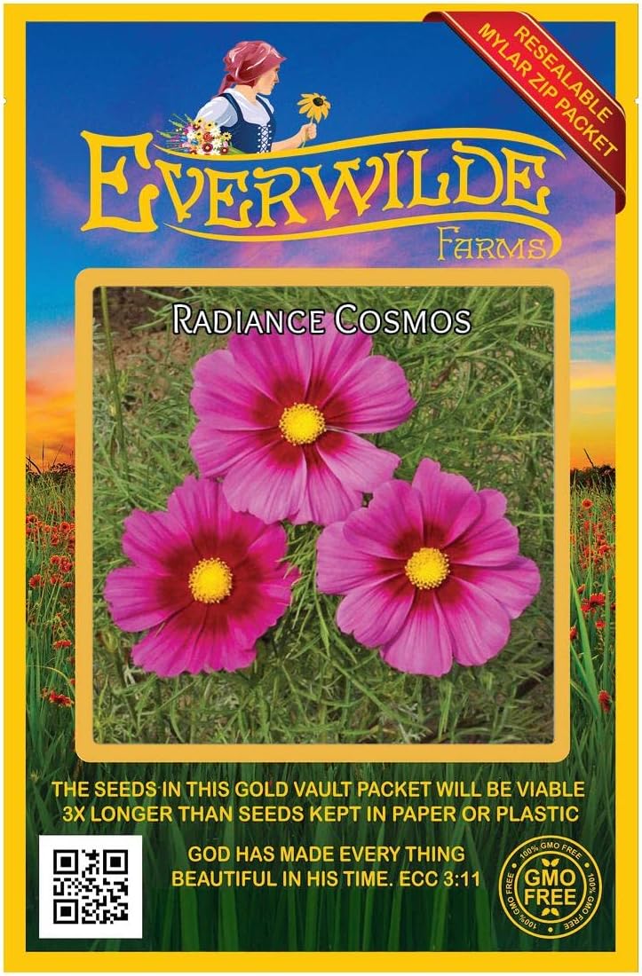 Everwilde Farms - 1 Lb Radiance Cosmos Wildflower Seeds - Gold Vault
