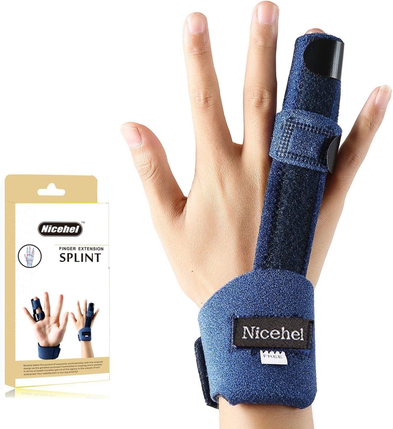 Finger Extension Splint for Trigger Finger,Finger Knuckle Immobilization, Finger Fractures, Wounds, Post-operative Care and Pain Relief- Malleable Metallic hand splint finger support (Blue-Yellow)