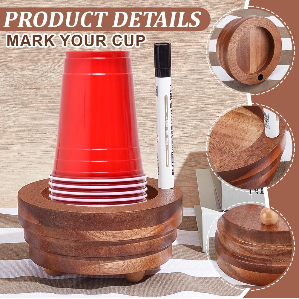 UNICRAFTALE Wood Paper Cups Holders Paper Cups Storage Box Saddle Brown Papers Cup Organizer Rack Rustic Cup Holders for Family Party Party Bar Kitchen Bathroom 4.33 Inch Inner Diameter