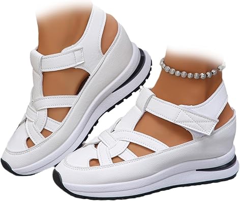 Women's Hollow Out Breathable Platform Wedge Sandals Sneakers Closed Toe Sandals for Women Summer Fisherman Sandal Wedge Shoes
