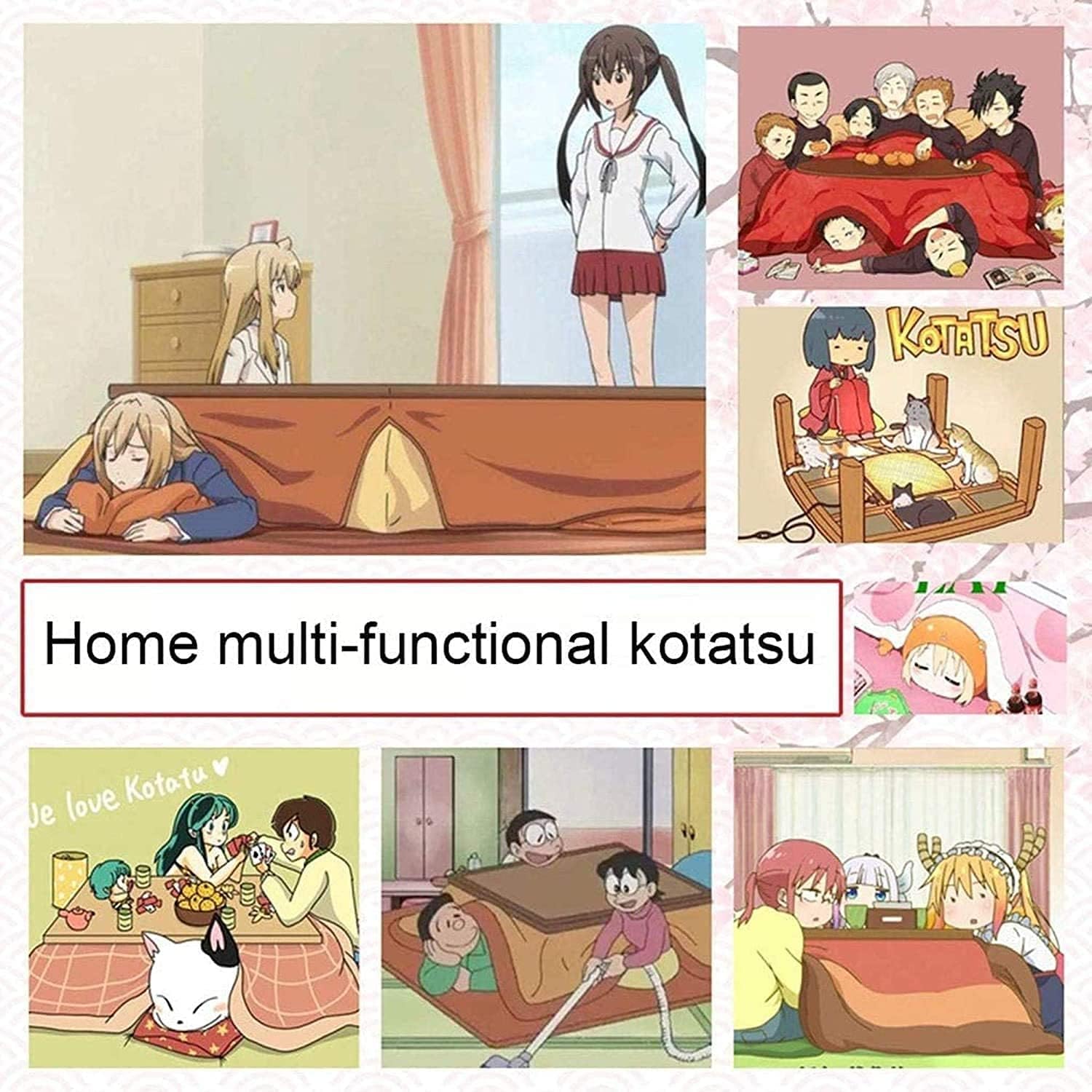 Japanese Stove Table Quilt Kotatsu Table with Heater and Blanket Heater Kotatsu Coffee Table Japanese Stove Tatami Low Table Warm Table Futon Set of 4 Table/Blanket/Pad/Heater (B)