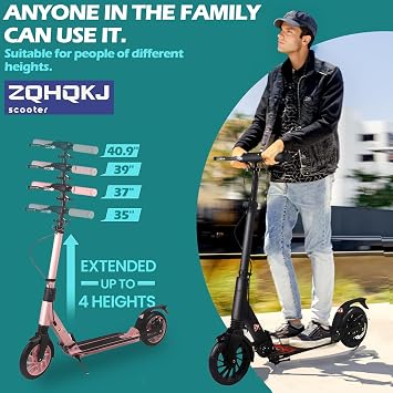 Kick Scooter for Teens & Adults. Foldable, Lightweight, XXL Big Wheels for Kids, Teen and Adults, 4 Adjustable Levels. Bearing ABEC9, Max Load 240 LBS.
