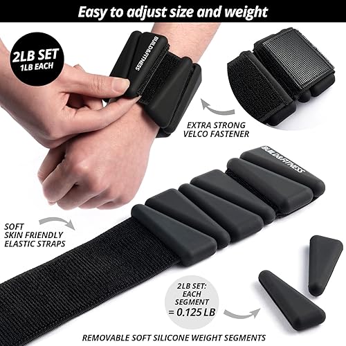 Miniatura 2 de Pesas de muñeca y tobillo, bandas ajustables para entrenamientos de mujeres y hombres, juego de 2 2 libras o 4 libras (1 libra o 2 libras cada