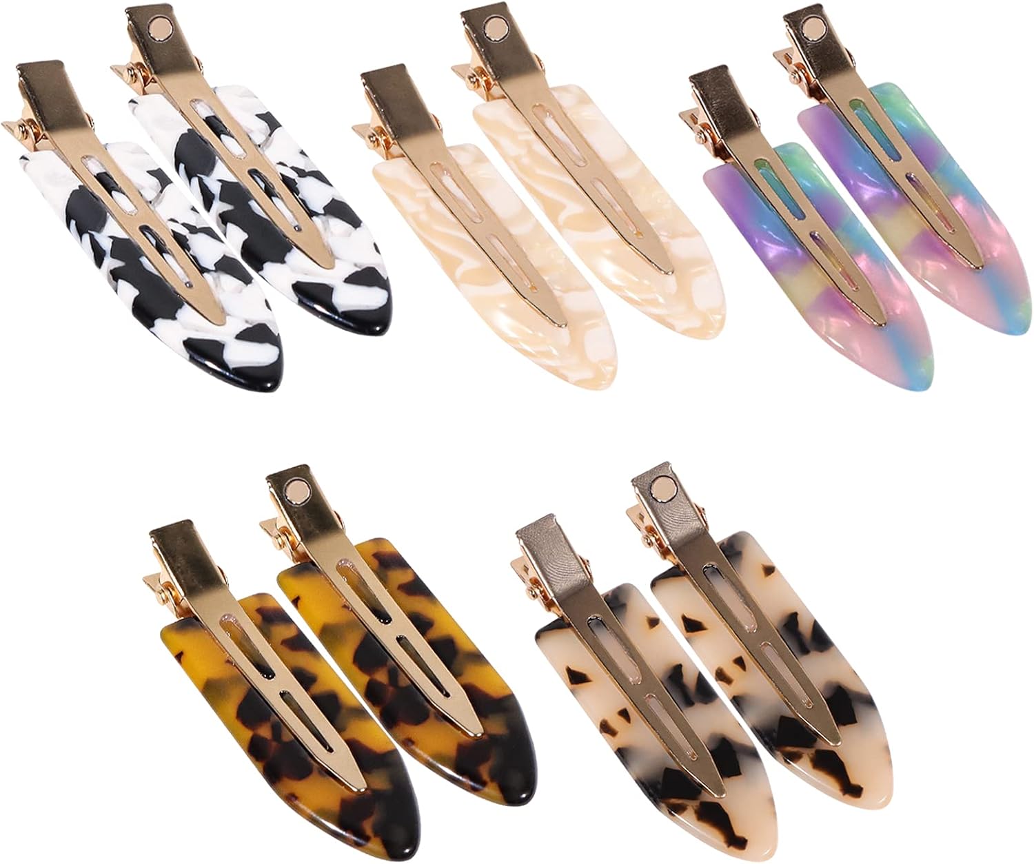 Magicsky 10PCS No Bend Hair Clips for Styling, Acrylic Resin Flat Clip