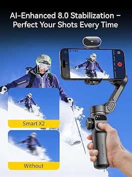 AOCHUAN 3-Axis Gimbal Stabilizer for Smartphone Smart X2 Black AI & B20 Storage Bag