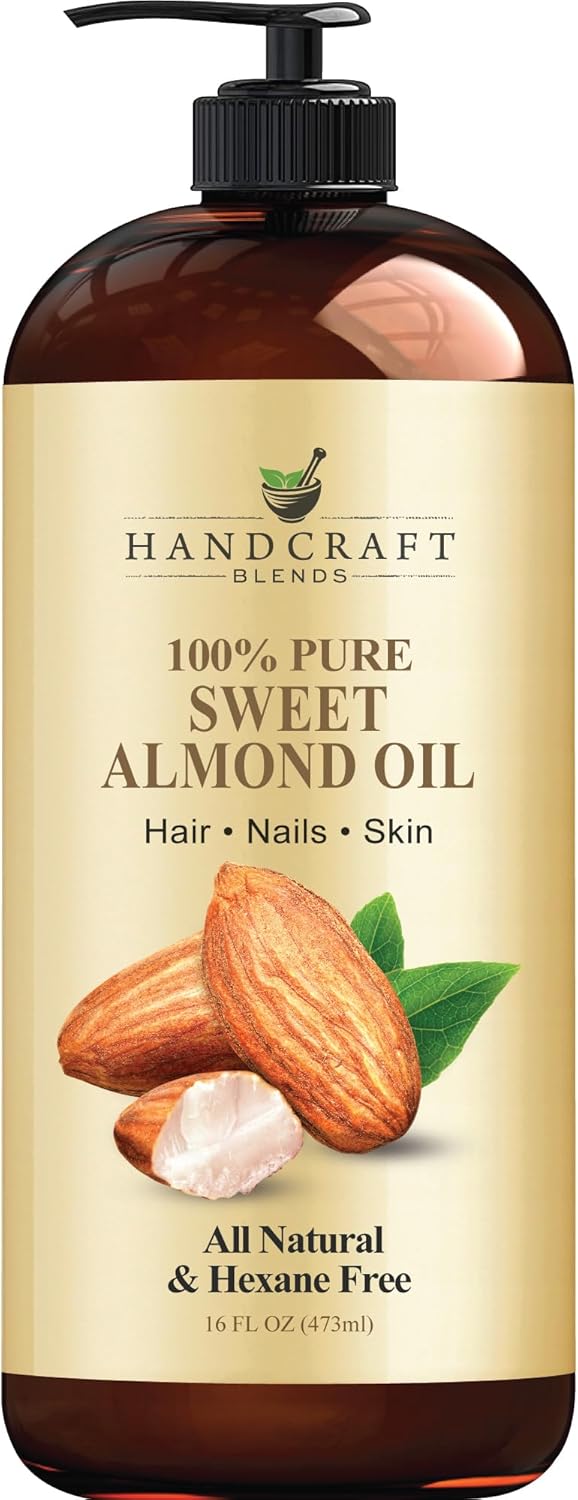 Handcraft Blends Sweet Almond Oil – 473 ml – 100% Pure and Natural – Premium Grade Carrier Oil for Skin and Hair – Hair and Body – Massage – Hexane-Free