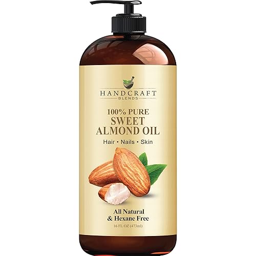 Handcraft Blends Sweet Almond Oil - 473 ml - 100% Pure and Natural - Premium Grade Carrier Oil for Skin and Hair - Hair and Body - Massage - Hexane-Free - Sweet Almond 473 ml (Pack of 1) - 473 ml (Pack of 1)