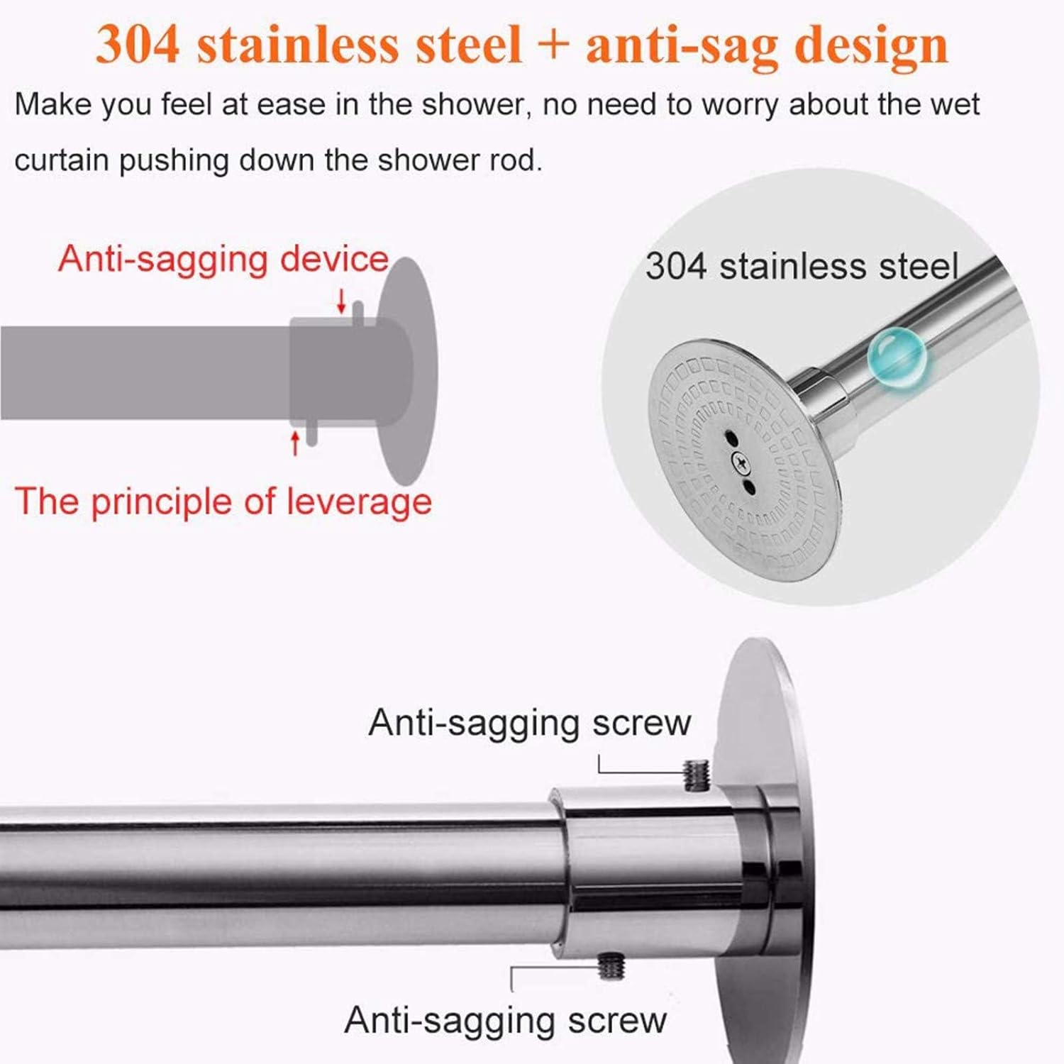 L Shaped Curved Shower Curtain Rod No Drilling for Bathroom Bathtub Corner Adjustable Extendable Bath Curtain Rail Bar Pole With Waterproof Curtain, 70 to 95 cm × 70 to 95 cm