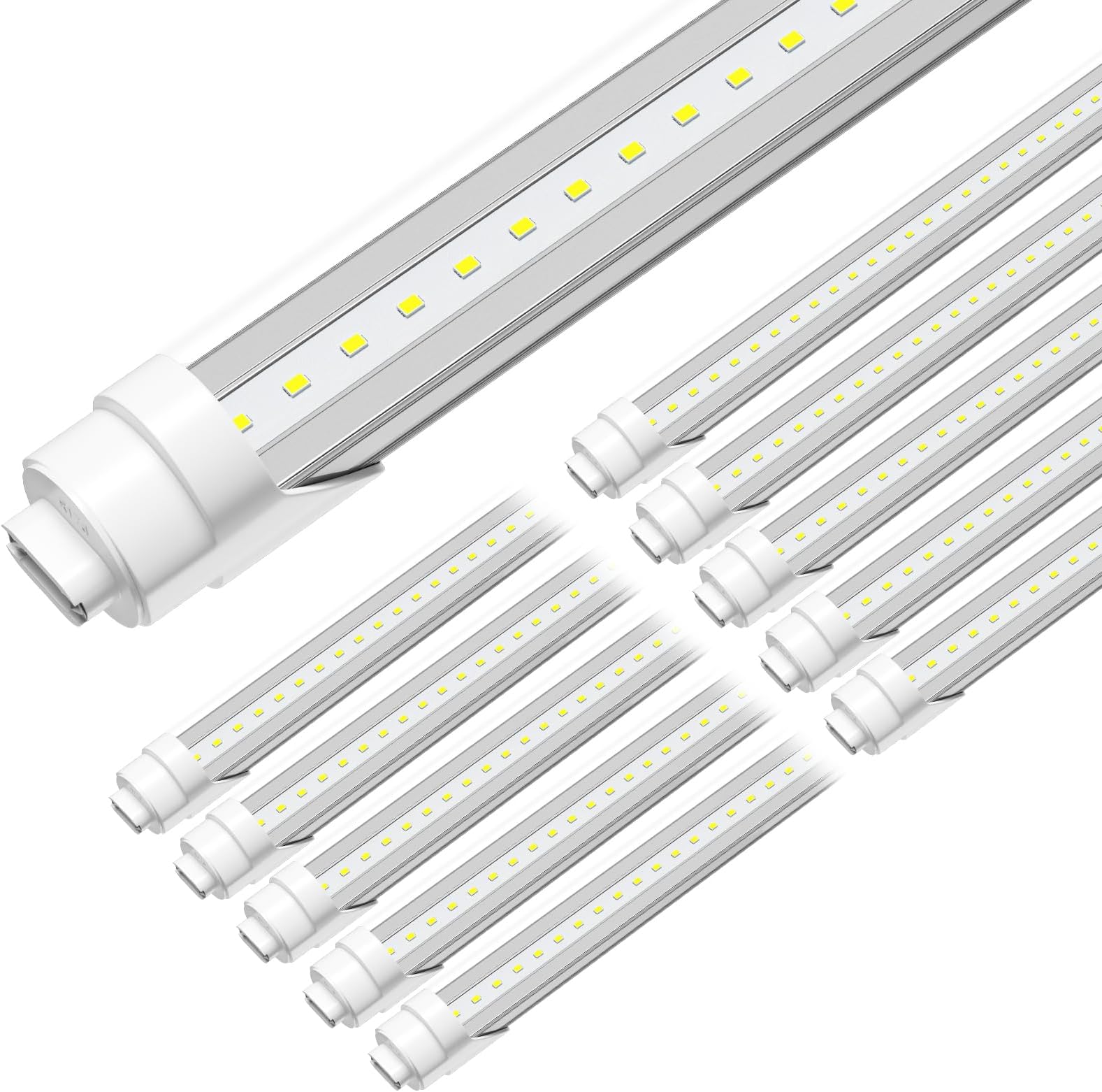 ONLYLUX 8ft R17D LED Tube Light, F96t12 HO 8 Foot Bulbs, 96'' Shop Light to Replace T8 T12 Fluorescent Bulbs, 100-277V Input, 4800LM, Cold White 6000K, Clear Lens (10 Pack)