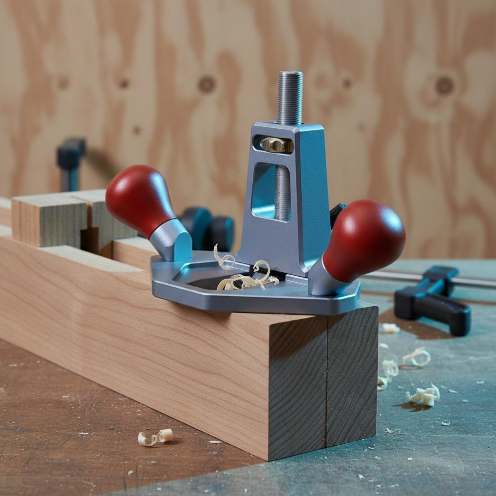 Cepillo Fondo Plano Ajuste Mango Cómodo para Aficionados Al Bricolaje, Negro Y Rojo